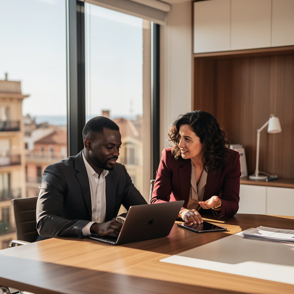 Equipo de AprendeIA ES trabajando en oficina de Barcelona
